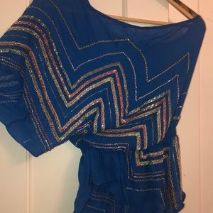 *NEVER WORN* Blue One shoulder Blouse